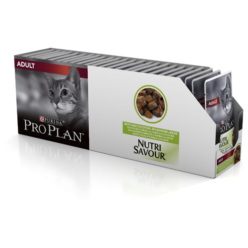 фото Корм для кошек Purina Pro Plan Nutrisavour с ягненком 24шт. х 85 г (кусочки в желе)