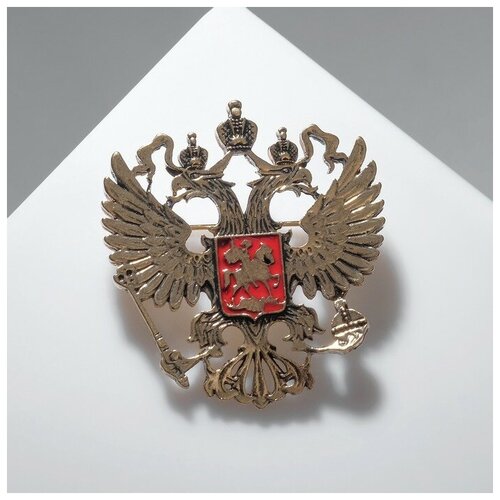 брошь герб российской федерации цвет красный в золоте shop tag Брошь Queen Fair