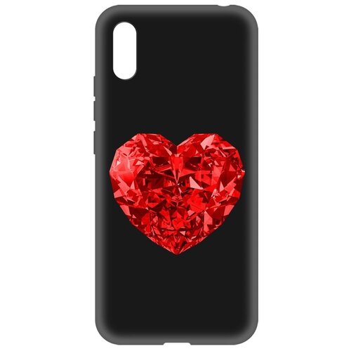 Чехол-накладка Krutoff Soft Case Рубиновое сердце для Xiaomi Redmi 9A черный чехол накладка krutoff soft case рубиновое сердце для xiaomi 13t pro черный