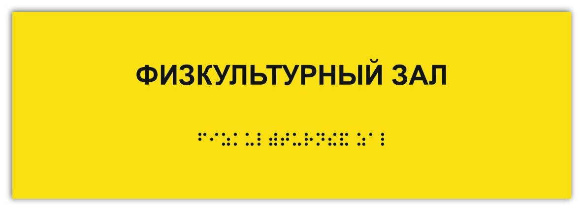 Тактильная табличка ГОСТ со шрифтом Брайля физкультурный ЗАЛ 300х100мм