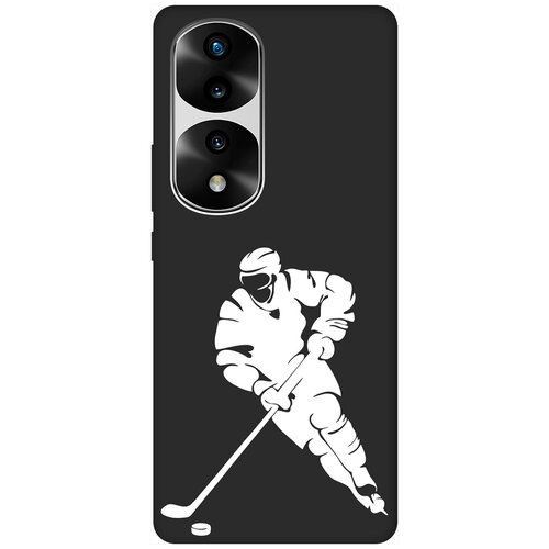 Матовый чехол Hockey W для Honor 70 Pro / Honor 70 Pro+ / Хонор 70 / 70 Про Плюс с 3D эффектом черный матовый чехол hockey для honor 70 pro honor 70 pro хонор 70 70 про плюс с 3d эффектом черный