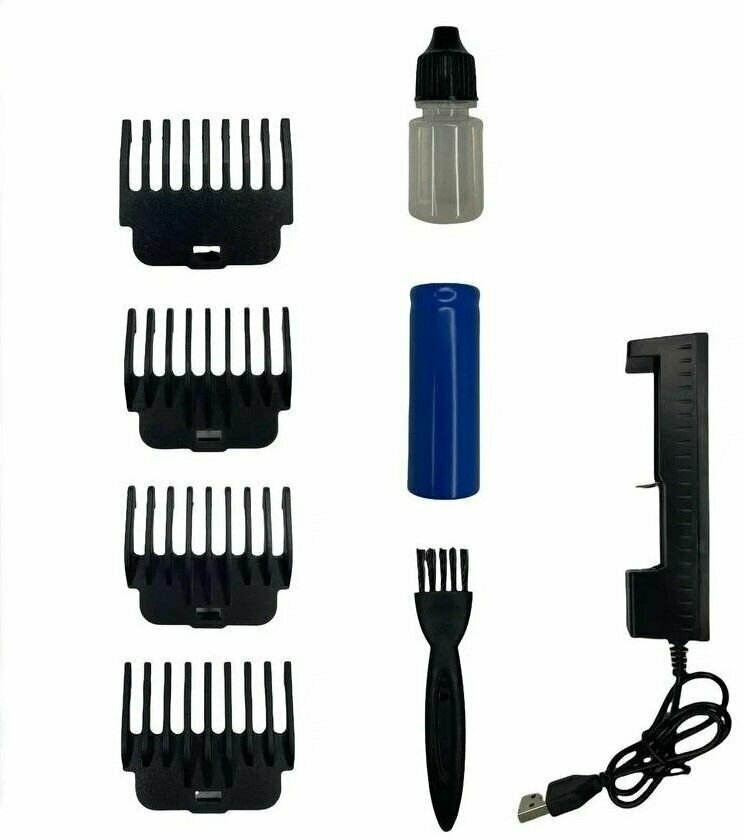 Триммер мужской для бороды, усов, волос Будда / 4 насадки, USB кабель, масло для смазывания, щетка для очистки и несессер в комплекте - фотография № 6
