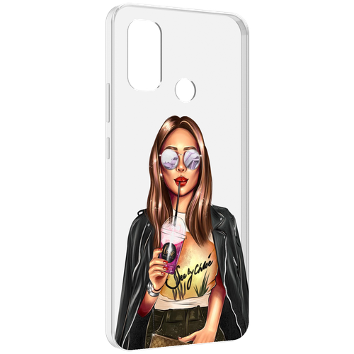 Чехол MyPads девушка-с-фиолетовым-коктейлем женский для UleFone Note 10P / Note 10 задняя-панель-накладка-бампер