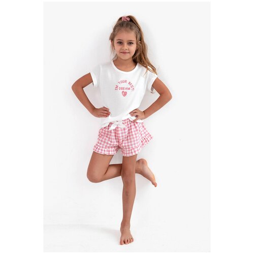 Пижама детская для девочек SENSIS Keyla, футболка и шорты, белый (Размер: 98-104)