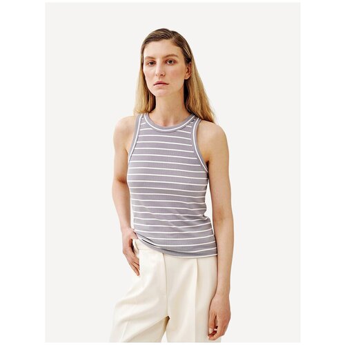 Топ STUDIO 29 базовый в рубчик в полоску (Серый) (M)