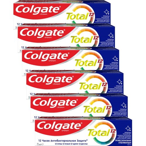 Зубная паста Colgate TOTAL Профессиональная Чистка Отбеливающая 75 мл. х 6 шт.