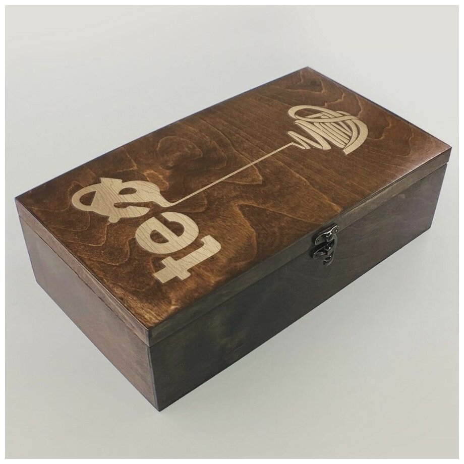 Коробка для чайных пакетиков Чайница из дерева, 8 отделений с узором чайник, время чая, tea time - 122" - фотография № 1