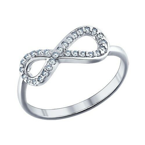 фото Кольцо из серебра бесконечность от sokolov с фианитом 94011256, размер 16,5 diamant-online