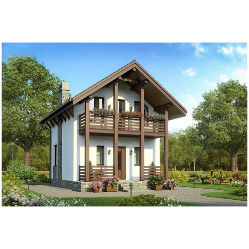 Проект небольшого дома из шазобетона Catalog-Plans-58-56 (43,58кв. м, 6x6м, газобетон 400)