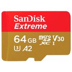 Карта памяти SanDisk Extreme microSDXC Class 10 UHS Class 3 V30 A2 160MB/s + SD adapter