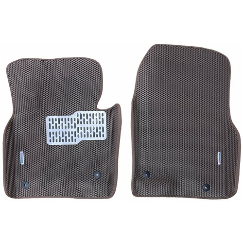 Автомобильные коврики ЕВА EVA ЭВА с бортами 3д 3D / 2 передних коврика для Kia SportAge 4 2016-н. в. / Киа Спортейдж 4 коричневый(сота)-коричневый / металл подпятник + 2 лого