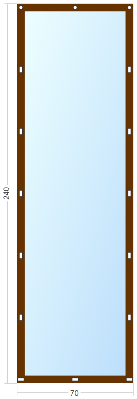 Мягкое окно Софтокна 70х240 см съемное, Скоба-ремешок, Прозрачная пленка 0,7мм, Коричневая окантовка, Комплект для установки - фотография № 2