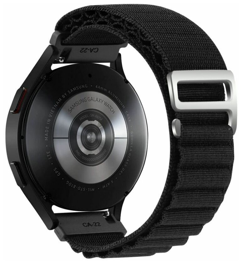 Нейлоновый тканевый ремешок для часов Samsung Galaxy Watch 3 45 мм/huawei watch GT2 46 мм/Gear S3, Amazfit GTR 47 мм . Черный. 22 мм.