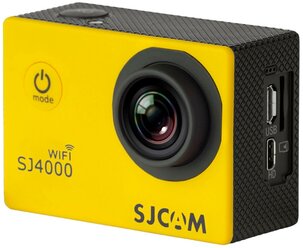 Экшн-камера SJCAM SJ4000 WiFi желтая с креплением, водонепроницаемая 4K Ultra HD
