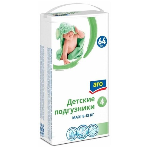 Aro Подгузники maxi 4 (8-18кг), 64шт