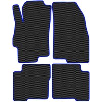Коврики в салон автомобиля ЭВА Allmone для Fiat Linea 2007 - 2012, черные с синим кантом, 4шт. / Фиат Линеа