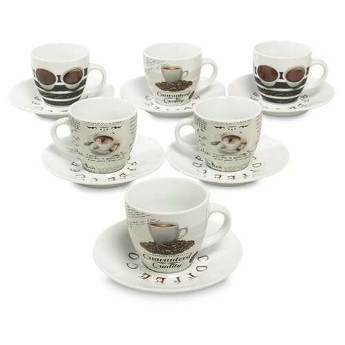 Набор из 6 кружек 125мл с блюдцами RX-01 113-451825