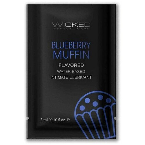 Лубрикант на водной основе с ароматом черничного маффина Wicked Aqua Blueberry Muffin - 3 мл.