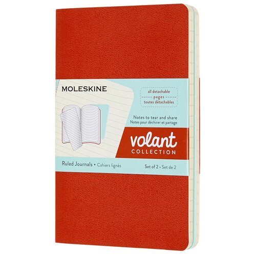 Набор 2 блокнота Moleskine Volant Pocket, 80 стр, оранжевый/голубой, в линейку