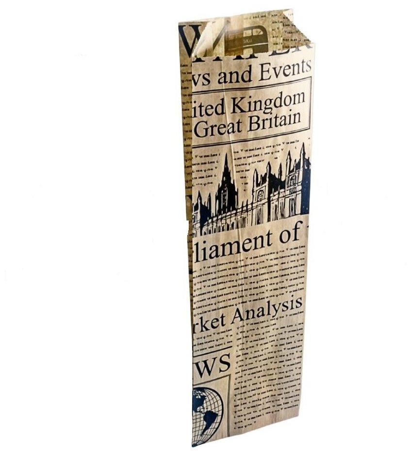 Пакет крафт для шаурмы 90*40*300 мм с рисунком «Газета Лондон». 100 шт.
