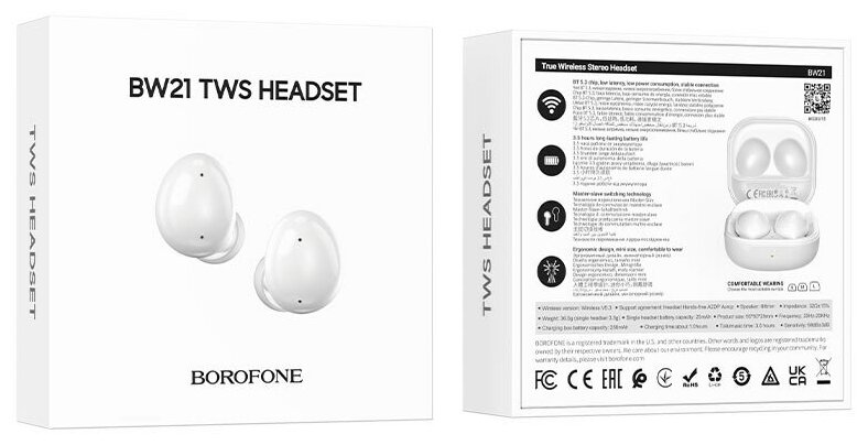 Гарнитура Bluetooth BW21 Borofone белая