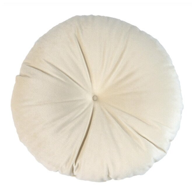 фото Подушка круглая D37 с пуговицей бархат крем