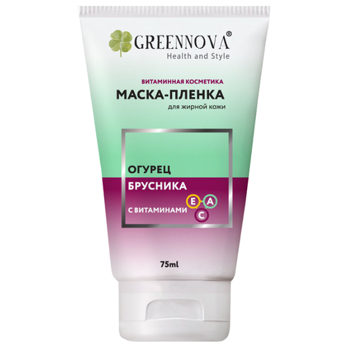 Green Nova Маска-пленка для Огурец и брусника с витаминами А, С, Е, 75 мл