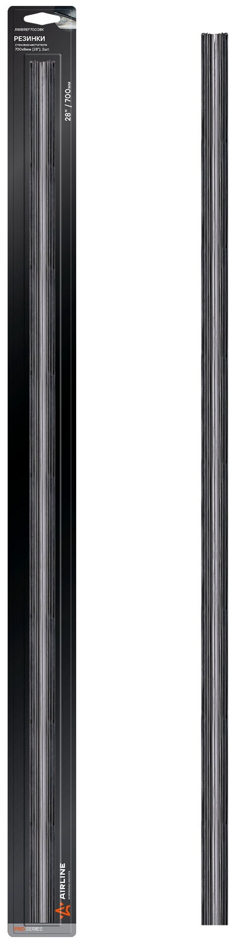 Резинки стеклоочистителя PRO 700х8мм (28") 2 шт. в блистере AIRLINE - фото №4