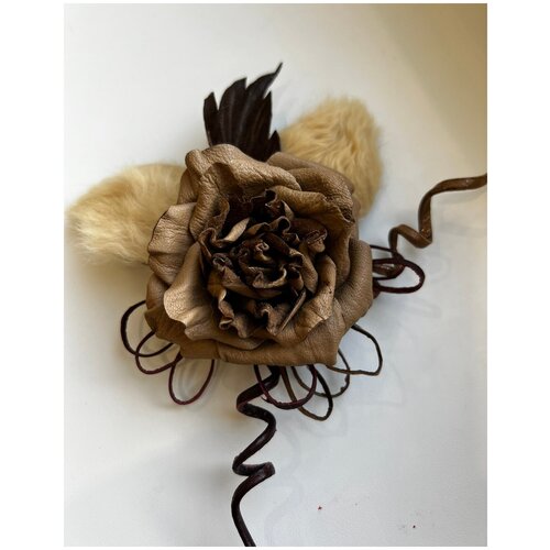 Брошь, белый, бежевый