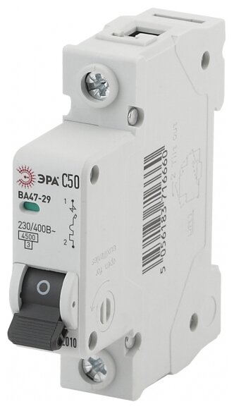 Б0031752 Автоматический выключатель ЭРА ВА47-29 Pro 50А 1п C, 4.5кА
