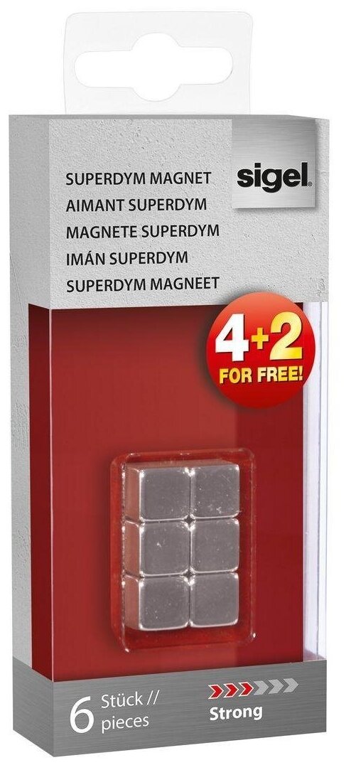 Магнит-кубик для досок Sigel Artverum серебристый, 6 шт в комплекте