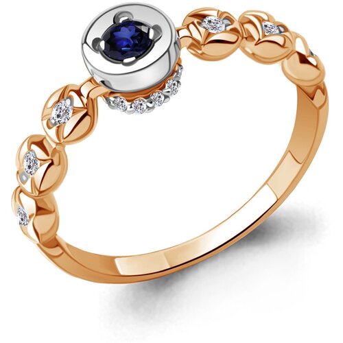 фото Золотое кольцо с подвижным элементом aquamarine с сапфиром и бриллиантом 964195кс diamant-online