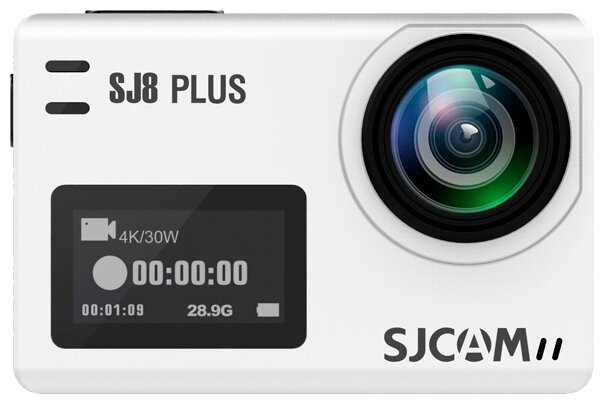 Экшн камера SJCam SJ8 Plus, Белый с креплением, цифровым стабилизатором / Водонепроницаемая Экшен камера 4K 30 FPS на шлем, голову, грудь