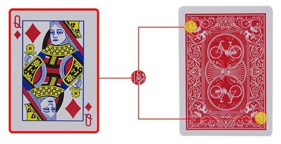 Карты игральные маркированные (крапленые, конусные) для фокусов, для игры в Покер "Стандарт", 54 шт. в колоде