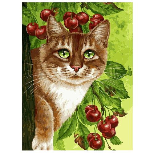 фото Белоснежка Картина по номерам "Кот на вишнёвом дереве" 30х40 см (149-AS)