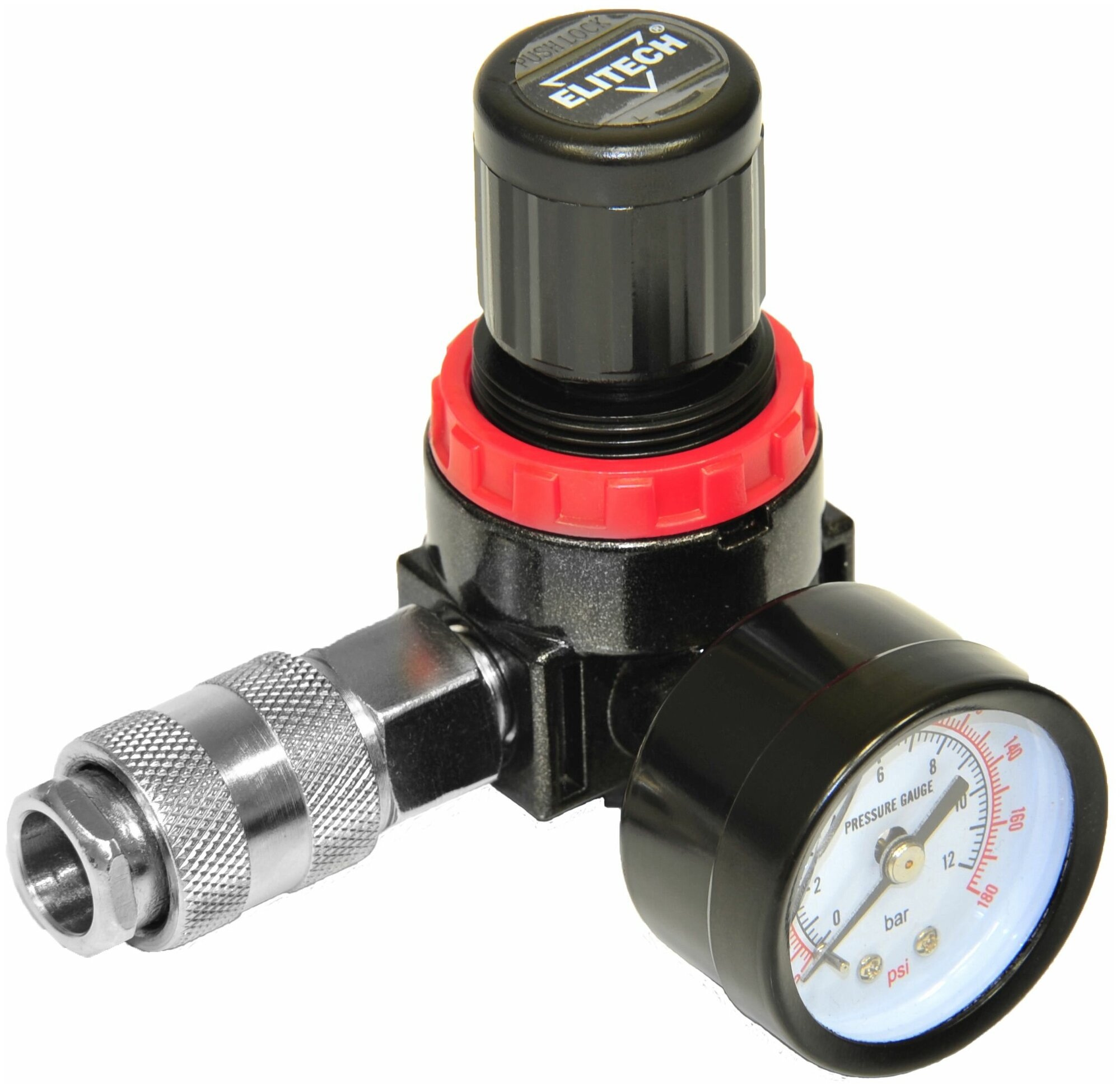 фото Редуктор с манометром Elitech 0704.015000, внутренняя резьба, 1/4", 0-12бар, 1шт (арт. 186347) №956