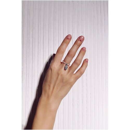 Кольцо the LOOP, кварц, фианит, безразмерное, белый, розовый