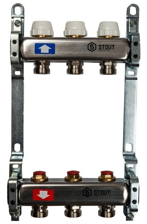 Коллектор из нержавеющей стали без расходомеров 3 вых. STOUT SMS 0922 000003