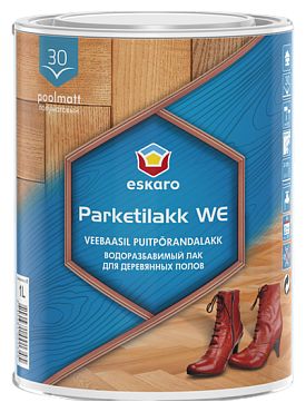 Eskaro Parketilakk WE лак износостойкий для деревянных полов (прозрачный, полуматовый, 3 л)