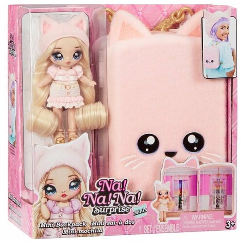 Na! Na! Na! Surprise - На На на Сюрпрайз, розовый мини рюкзак Parisian Kitty + кукла Mini Fashion 590392