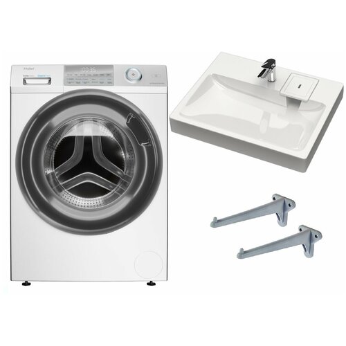Стиральная машина с паром Haier HW70-BP12959B с раковиной Адель 55 над стиральной машиной 5685000₽