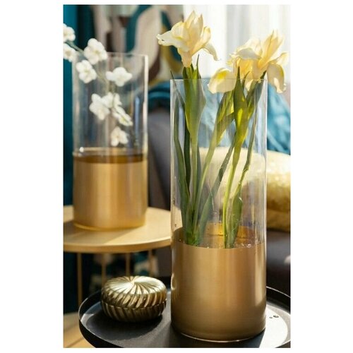 Ваза большая напольная 40 см. Стеклянная высокая для больших букетов