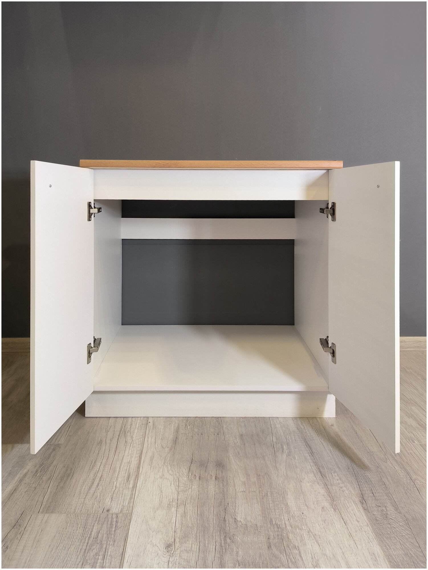 Модуль кухонный VITAMIN шкаф- стол под мойку двухдверный, фасад МДФ, белая эмаль, ш.80 см - фотография № 3