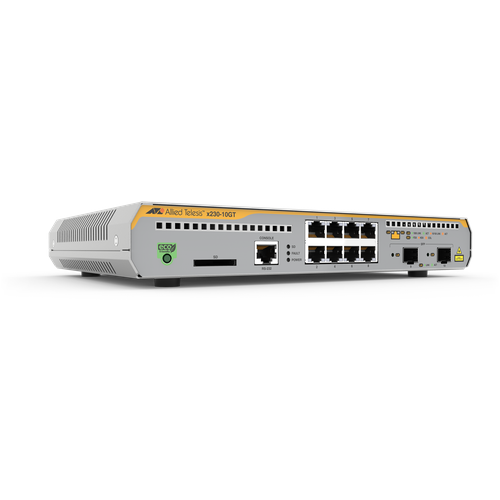 Коммутатор Allied Telesis AT-x230-10GT-50 L2+ managed switch, 8 x 10/100/1000Mbps, 2 x SFP uplink slots, 1 Fixed AC power supply EU Power cord