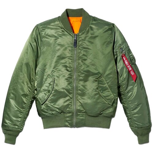 женская куртка бомбер alpha industries ma 1 down flight чёрный размер xs Бомбер ALPHA INDUSTRIES, размер M, зеленый