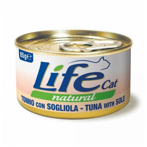 Lifecat tuna with sole 85g - консервы для кошек тунец с камбалой в бульоне 85гр х 12шт lifecat tuna with squid rings консервы для кошек тунец с кальмаром в бульоне 12шт х 85гр