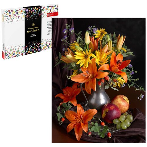 Набор для творчества Алмазная мозаика, цветы В кувшине, 30*40 см, 22 цветов страз, картонная коробка
