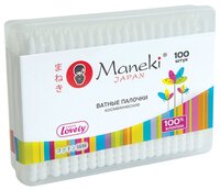 Ватные палочки Maneki Lovely с белым пластиковым стиком (CB1125) 100 шт. банка