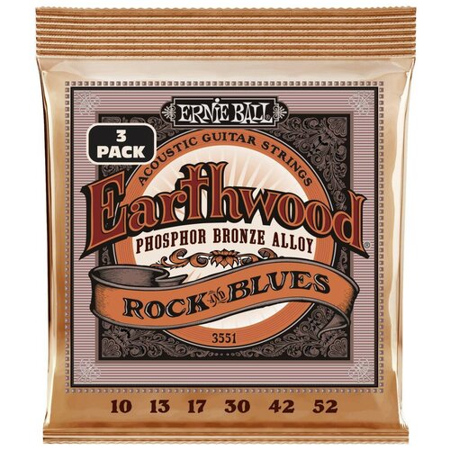 Струны ERNIE BALL 3551 Earthwood Phosphor Bronze RandB 3 Pack 10-52 для акустической гитары струны для акустической гитары ernie ball 3551