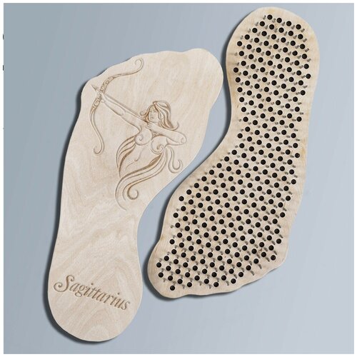 фото Доска для йоги садху с гвоздями в форме стопы стрелец - 3619 wood art